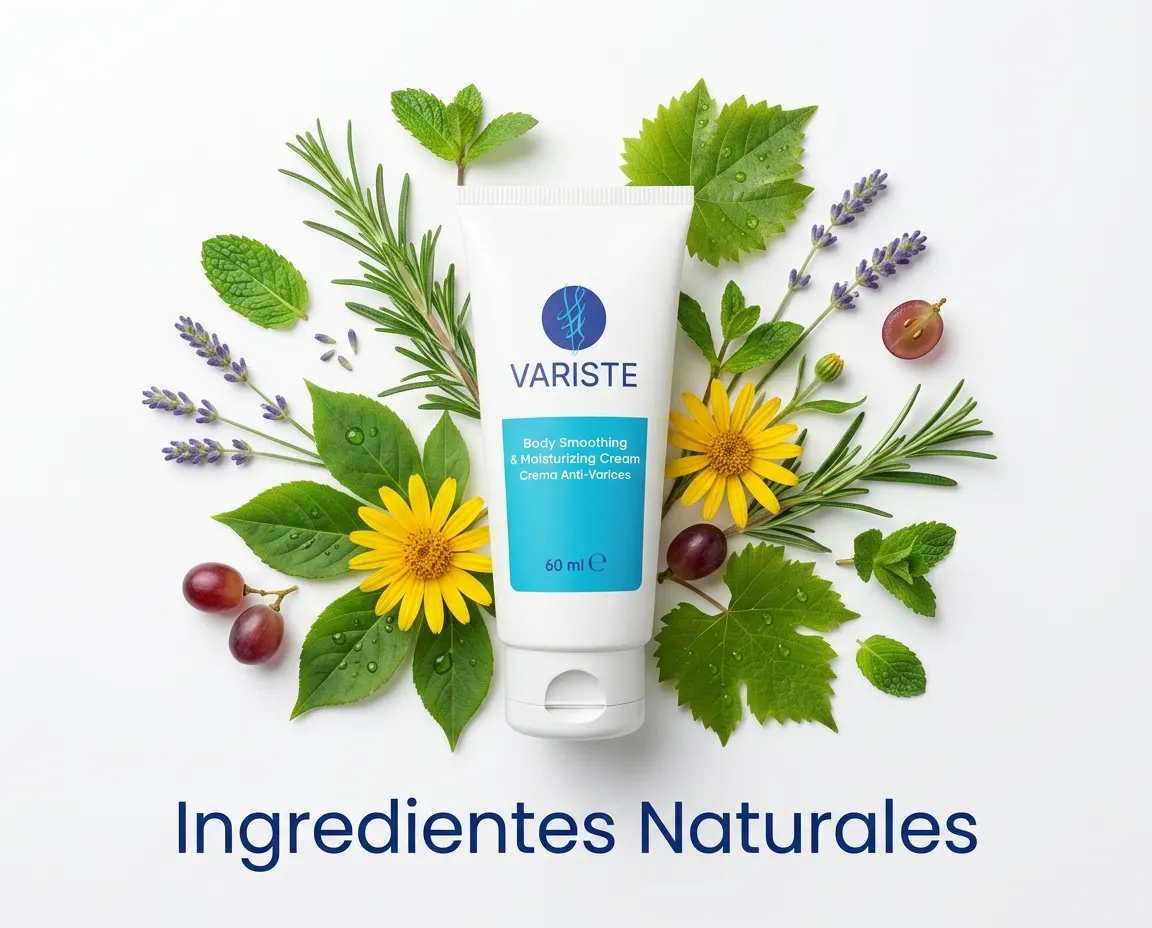 Variste crema con ingredientes naturales — lavanda, menta, romero, salvia, uva roja