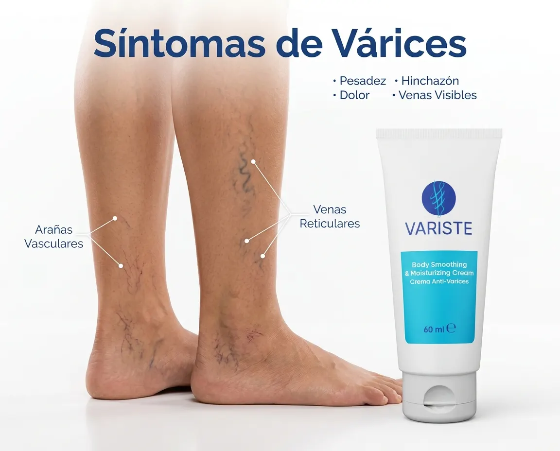 Síntomas de várices: pesadez, hinchazón, dolor, venas visibles y arañas vasculares